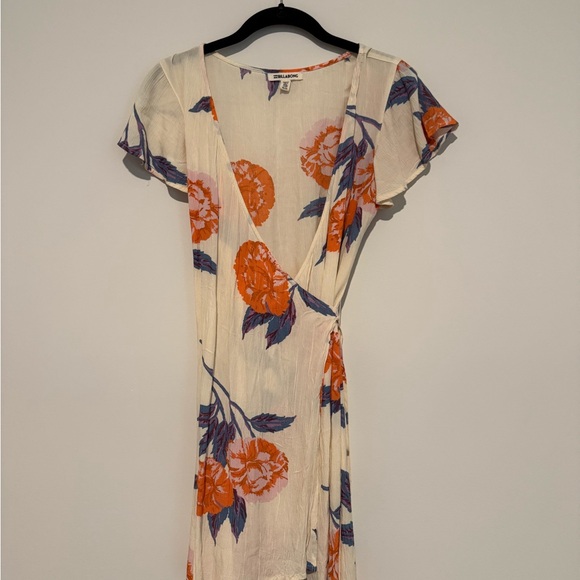 Floral Wrap Dress in Cream and Orange - Picture 1 of 4